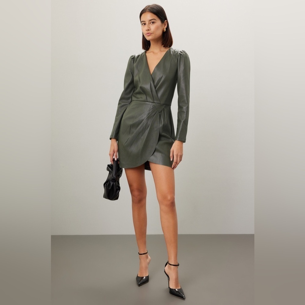Saylor faux leather wrap dress size large